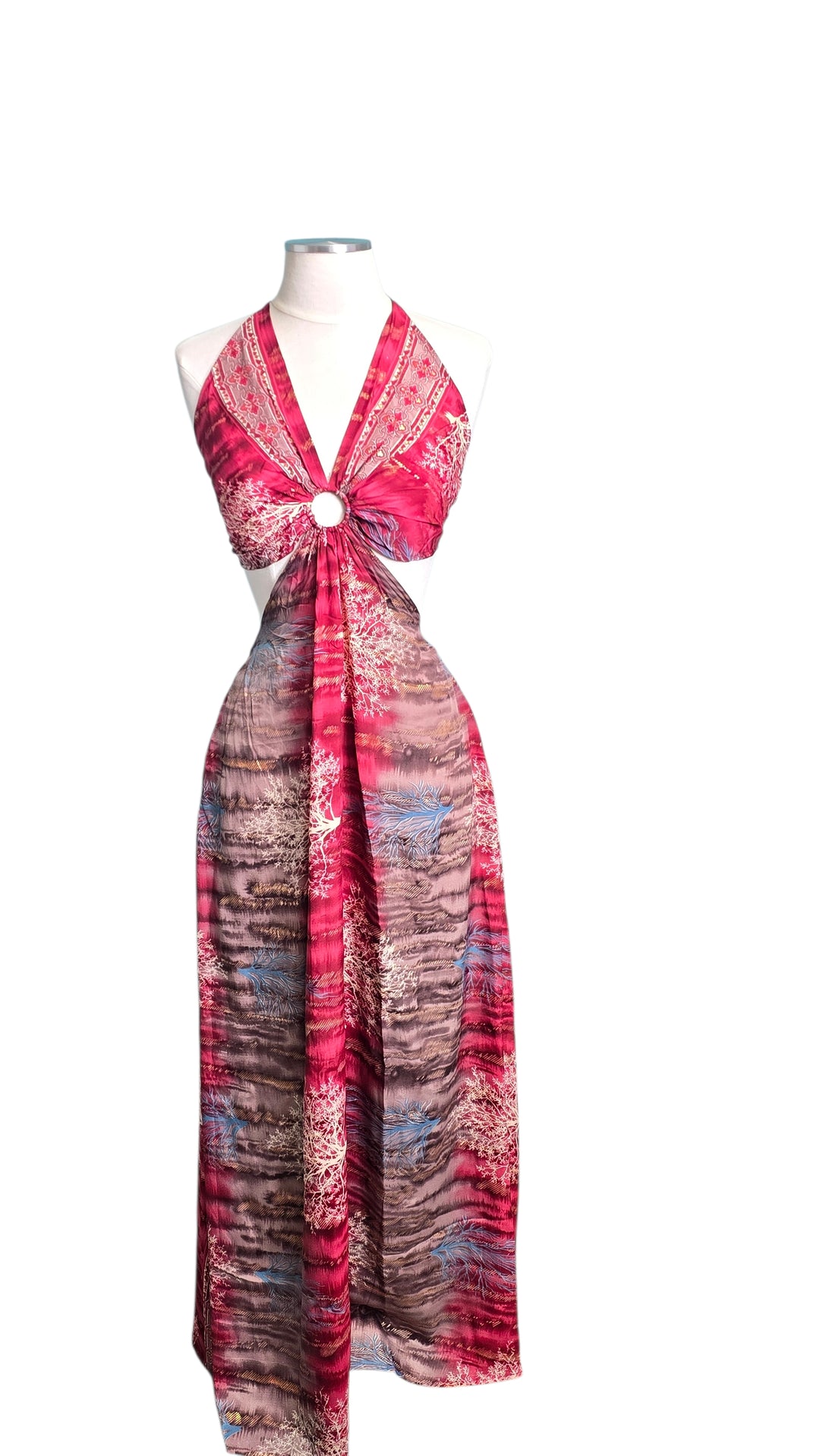 The Red TOL Keyhole Silk Kimono Dream Duster Dress Set