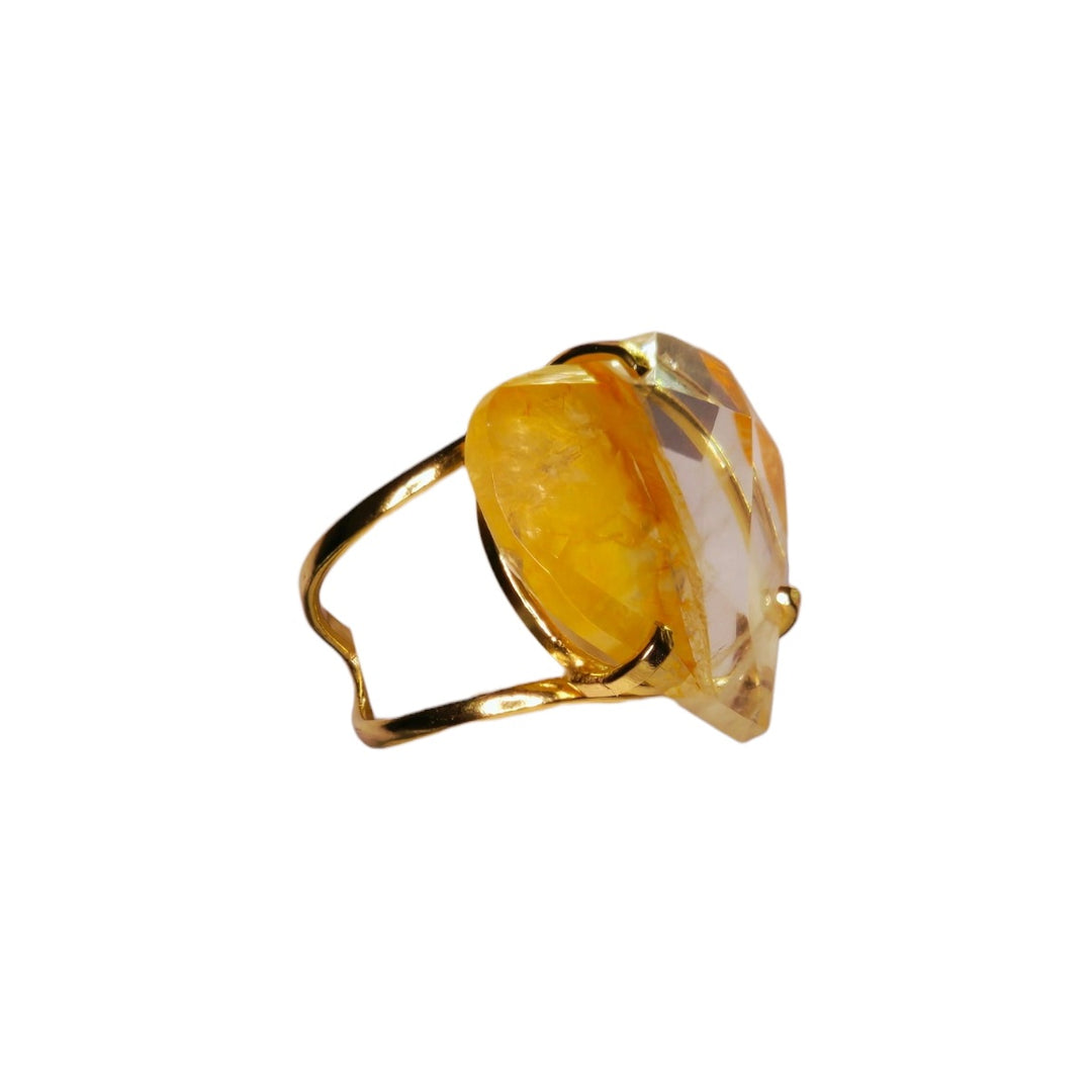 The Golden Sunrise Quartz Heart Arc Ring