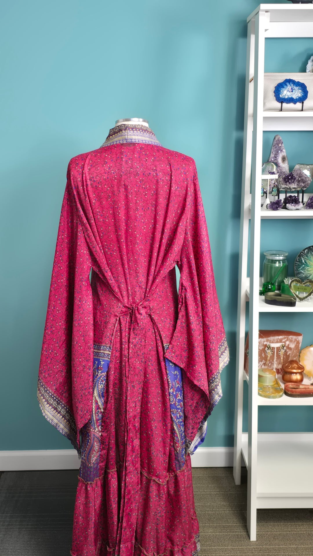 The Crimson Vintage Sari Silk Kimono