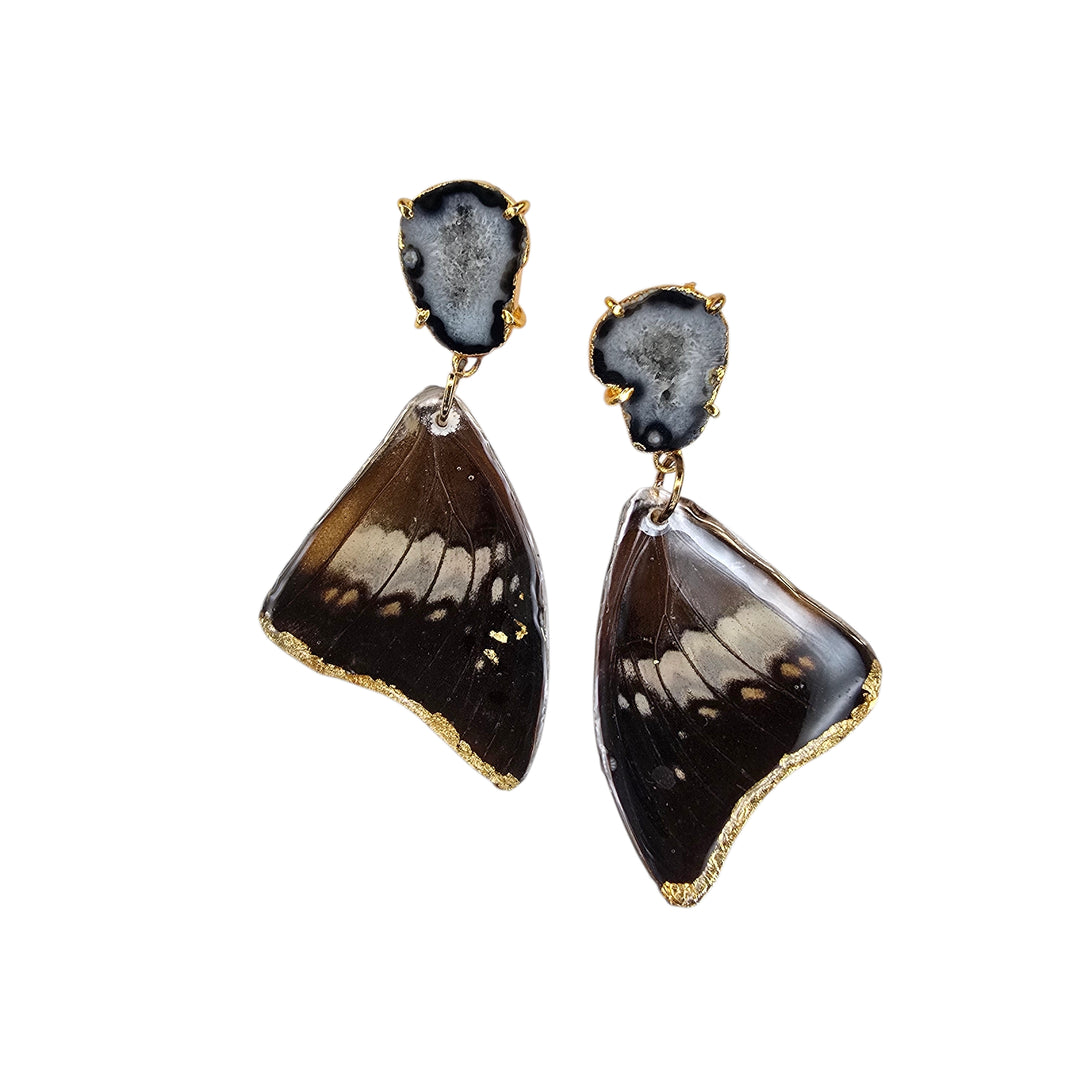 The Monarch Butterfly Druzy Agate Post Earrings
