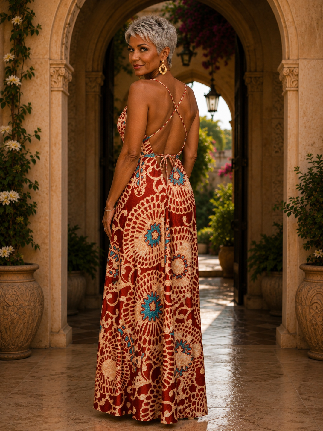 The Terracotta Oasis Kimono & Point Dress Set - 256