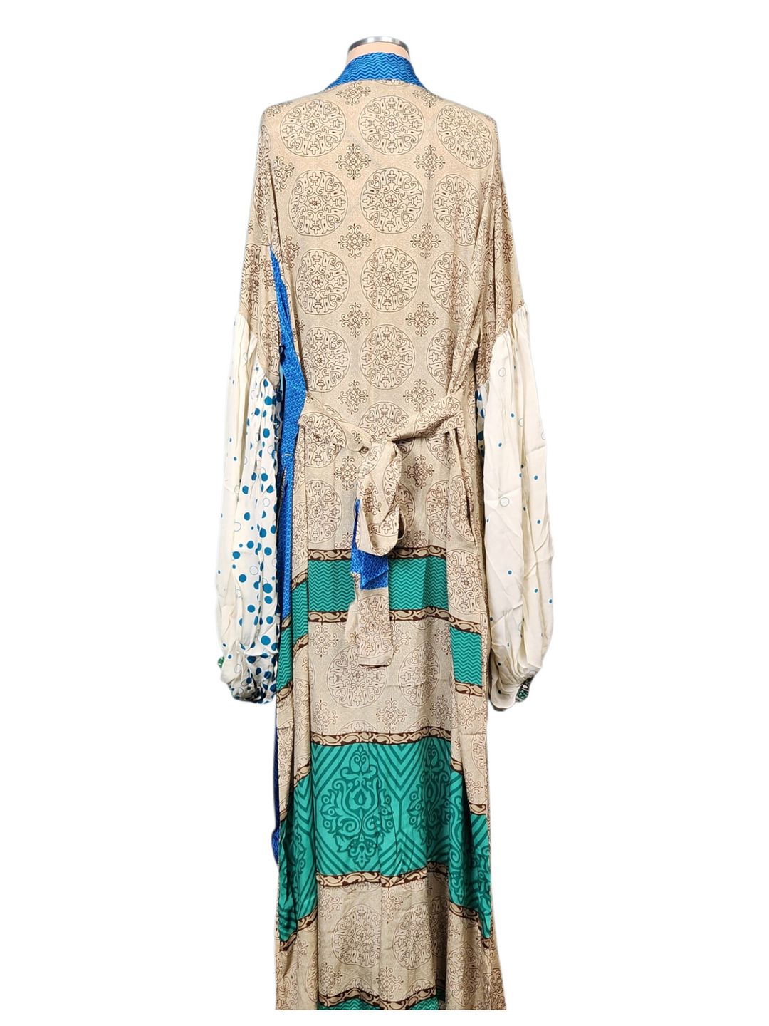 The Blue Horizon Silk Vault Tulip Arm Long Kimono & Point Dress Set-234