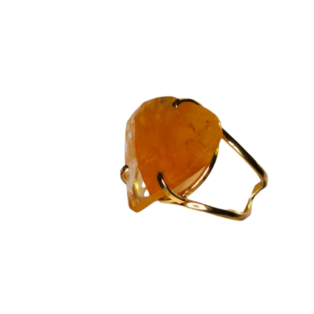 The Sunfire Heart Quartz Faceted Arc Ring