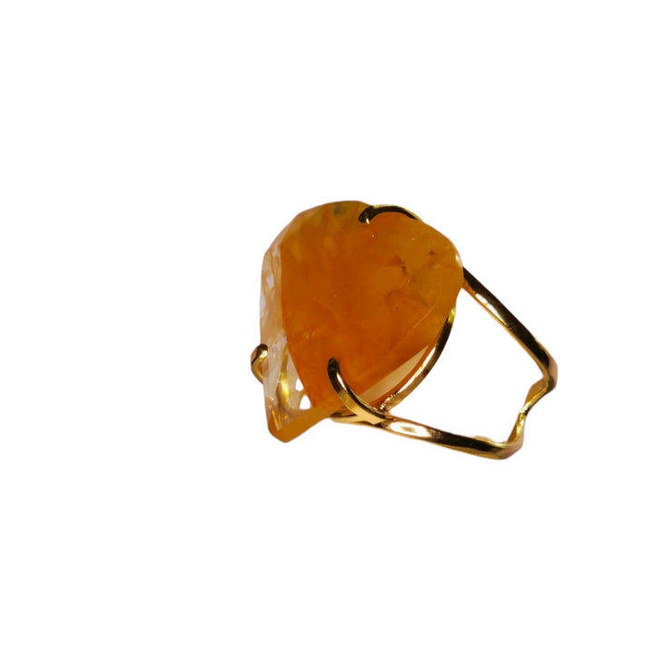 The Sunfire Heart Quartz Faceted Arc Ring