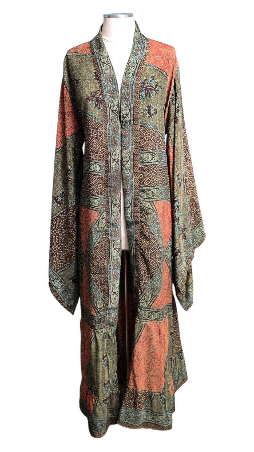 The Desert Mosaic Vintage Sari Silk Kimono-122
