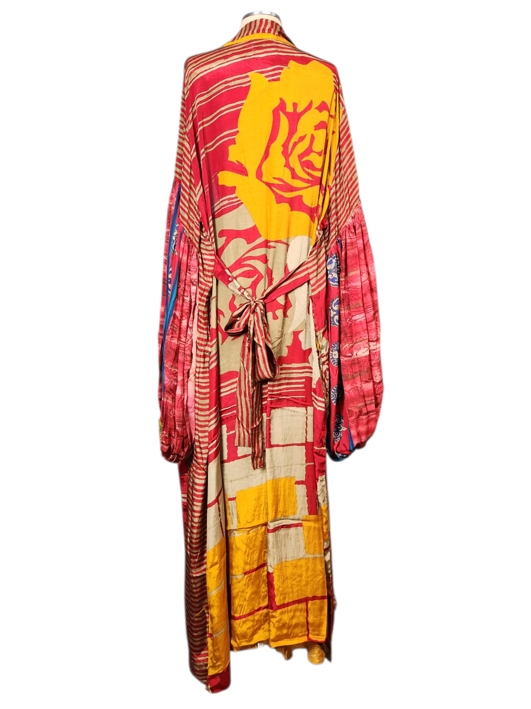The Ruby Sunrise Silk Vault Tulip Arm Long Kimono & Point Dress Set-254