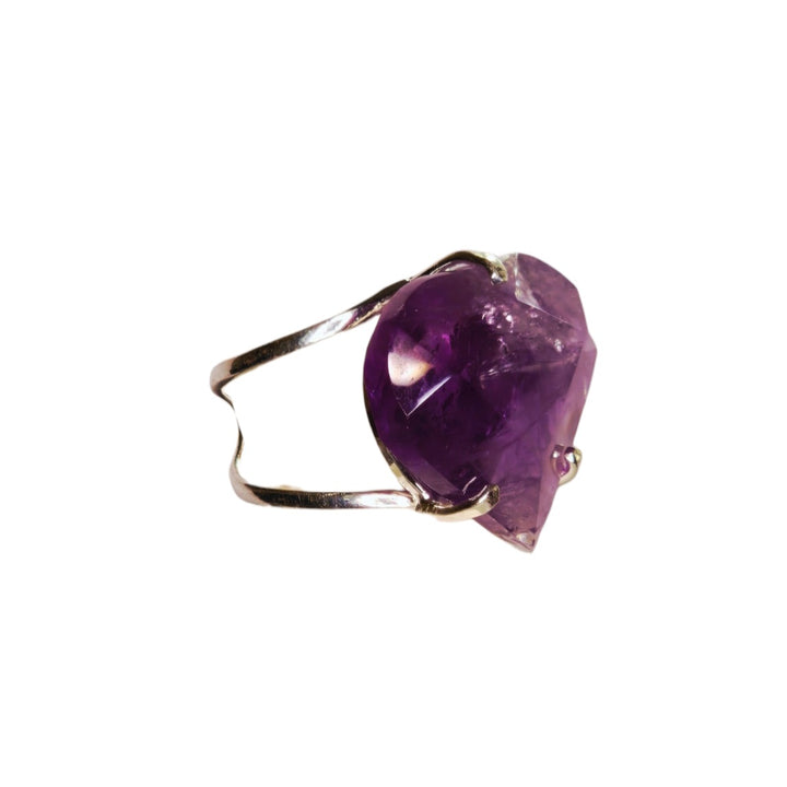 The Amethyst Moon Heart Faceted Arc Ring