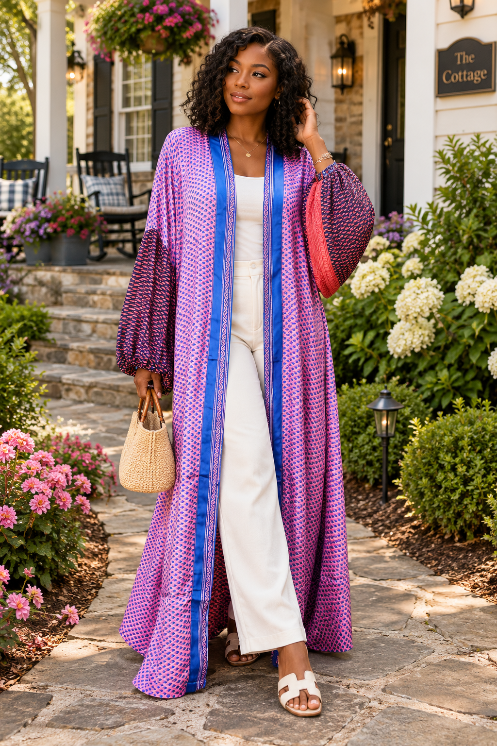 The Sapphire Rose Tulip Sleeve Long Kimono-148