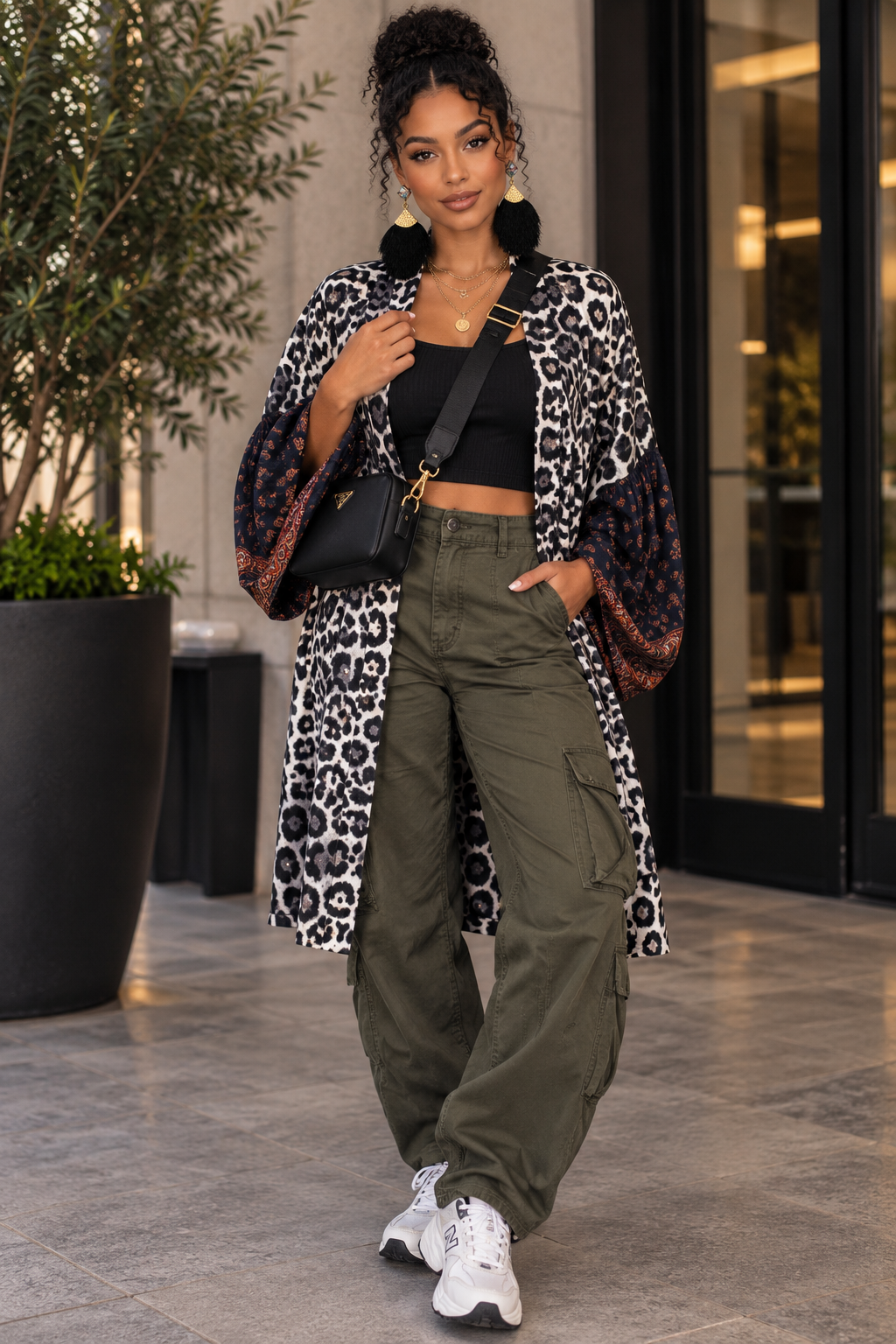 The Midnight Leopard Short Silk Vault Kimono/Duster-158