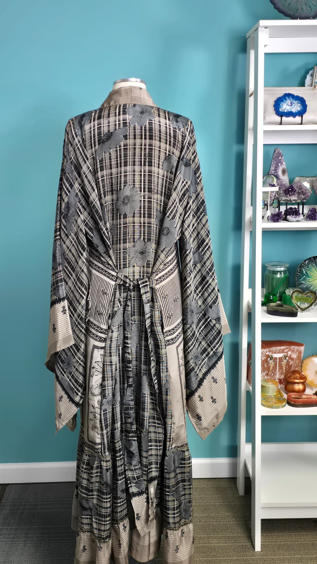 The Soft Midnight Vintage Sari Silk Kimono