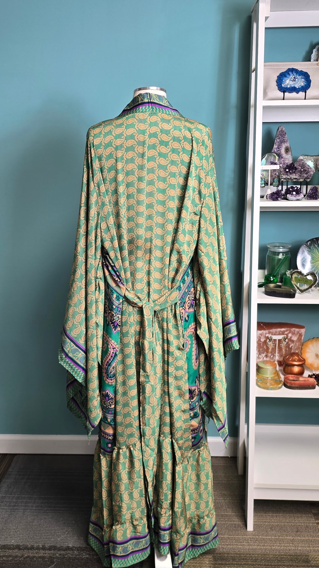The Jade Mirage Vintage Sari Silk Kimono