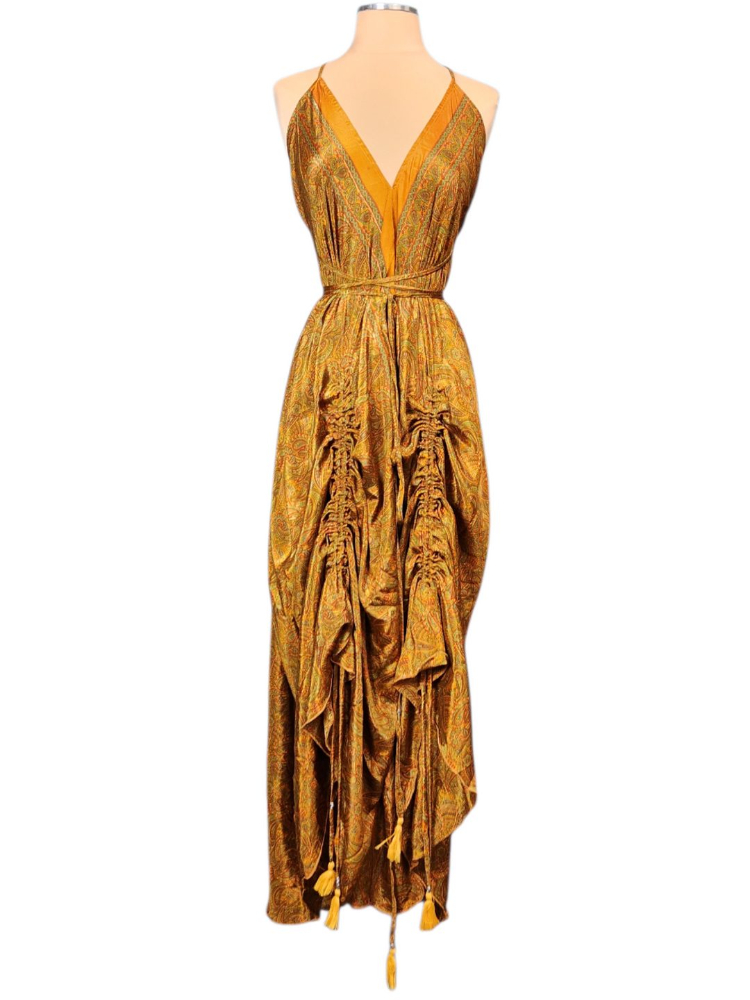 The Amber Oasis Silk Vault Tulip Arm Long Kimono & Point Dress Set-247