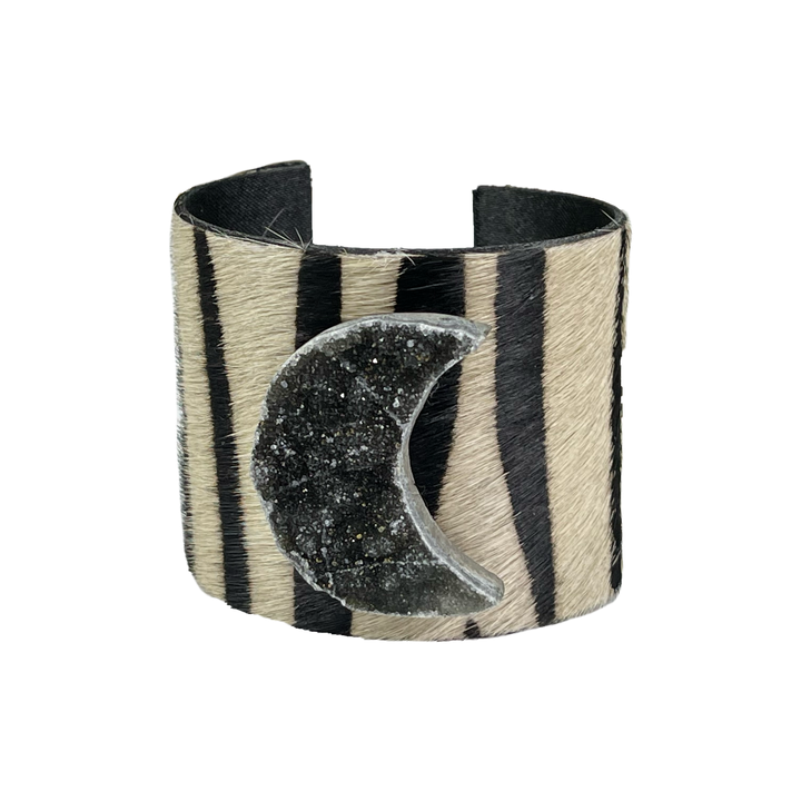 The Chasity Black and White Druzy Moon Cuff Collection