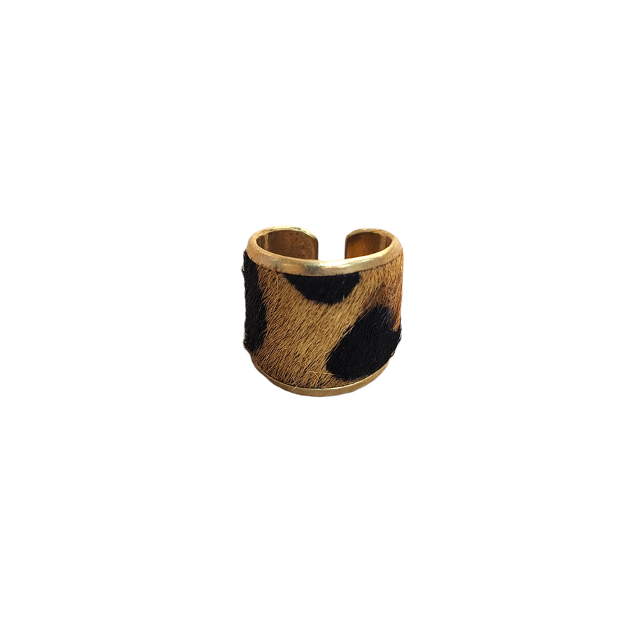 The Pepper Hair on Hide Cuff Ring Collection