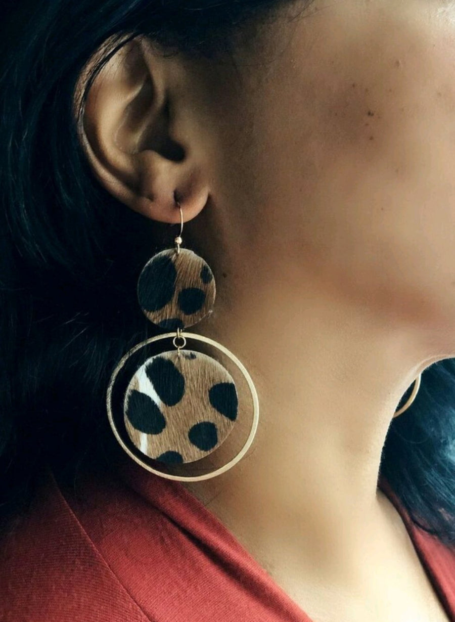 The Holli Double Circle Leather Earring Collection