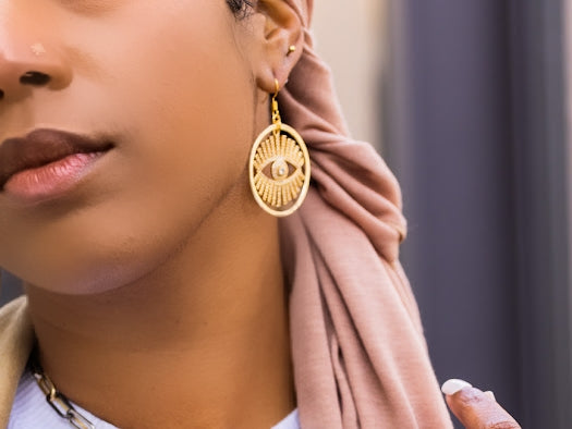 The Omna Gold Pave Eye Hoop Earrings