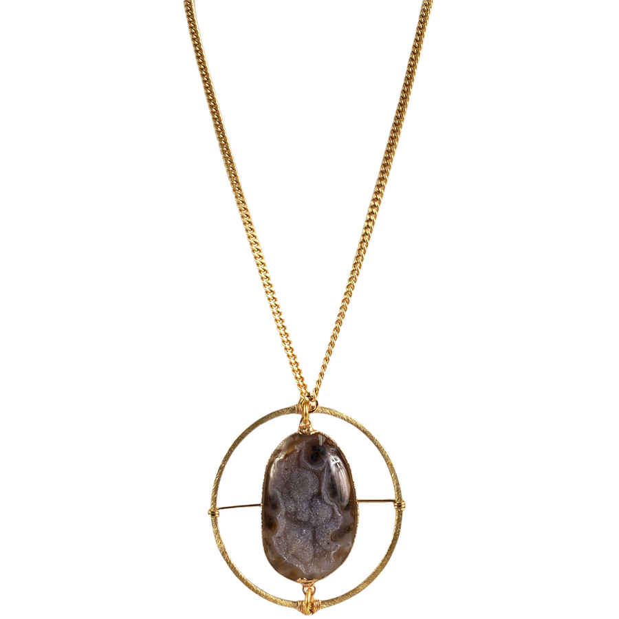 The Elna Matte Chain Target Druzy Necklace Collection