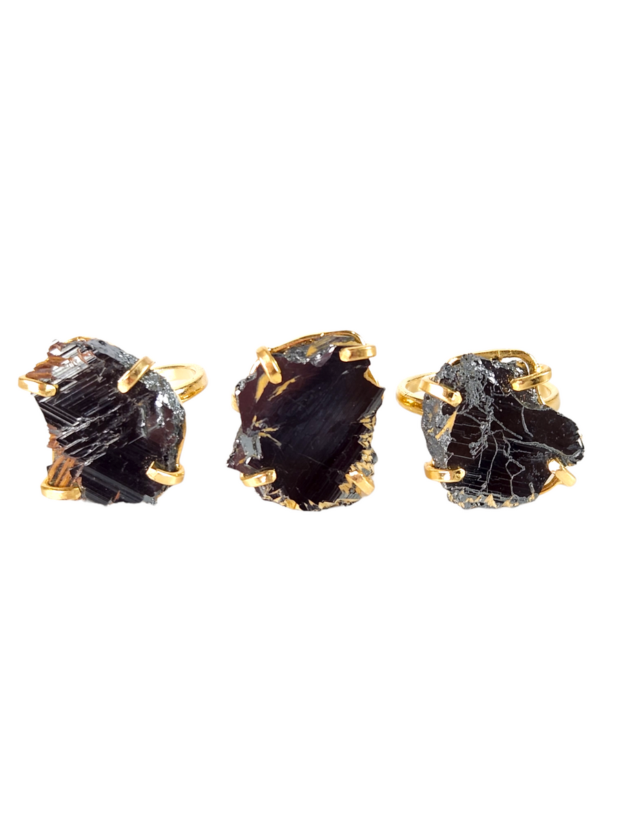 The Bailey Rutile Hematite Ring Collection