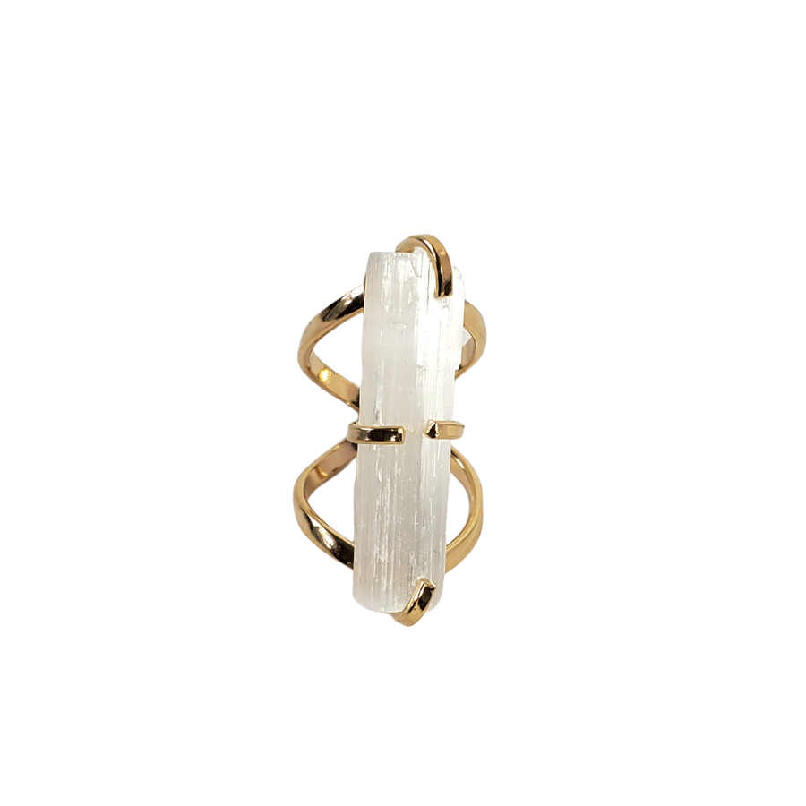The Selena Selenite Ring Collection