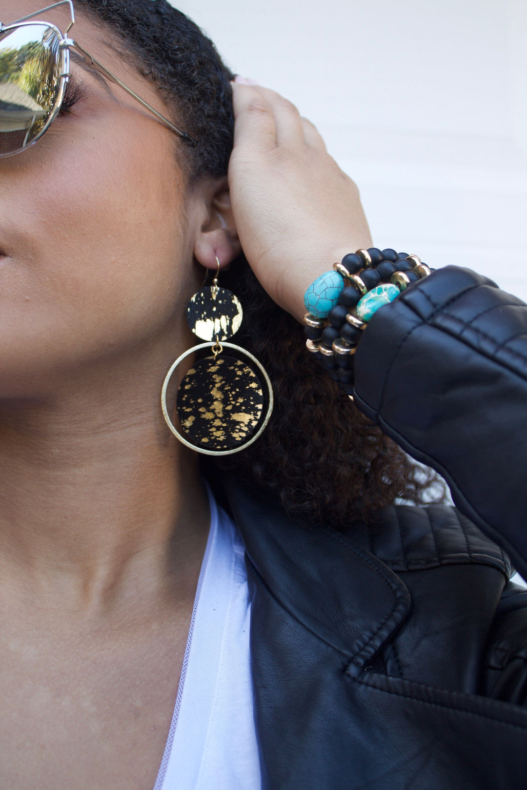 The Holli Double Circle Leather Earring Collection