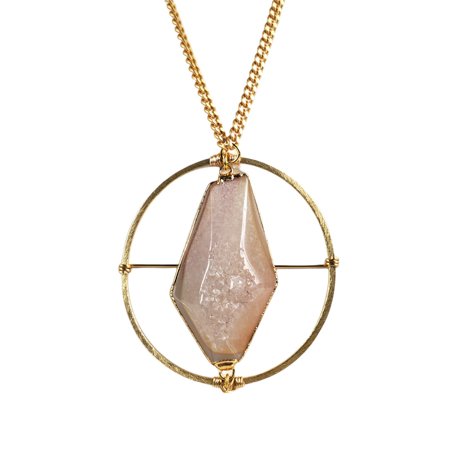 The Elna Matte Chain Target Druzy Necklace Collection