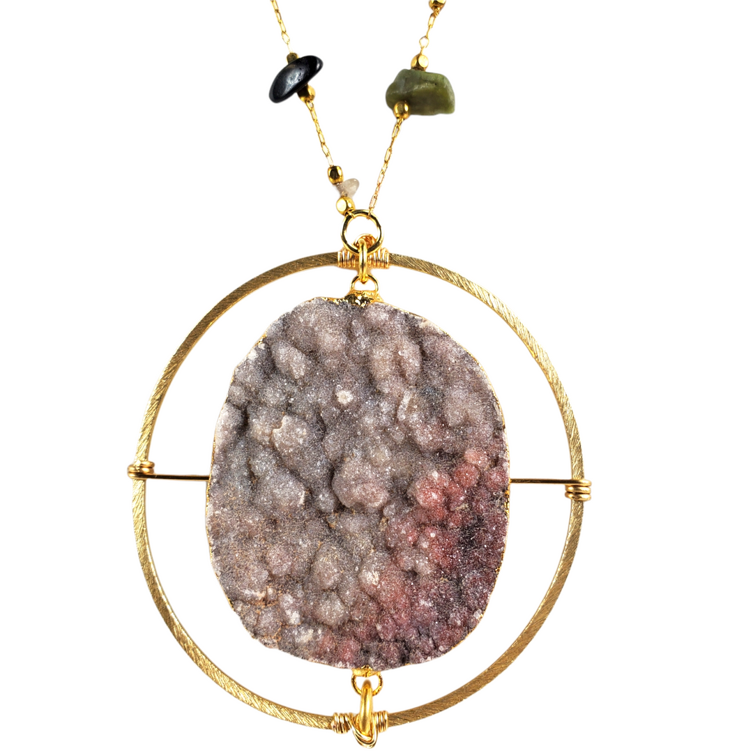 The Elowen Tourmaline Chain with Target Geode Necklace Collection