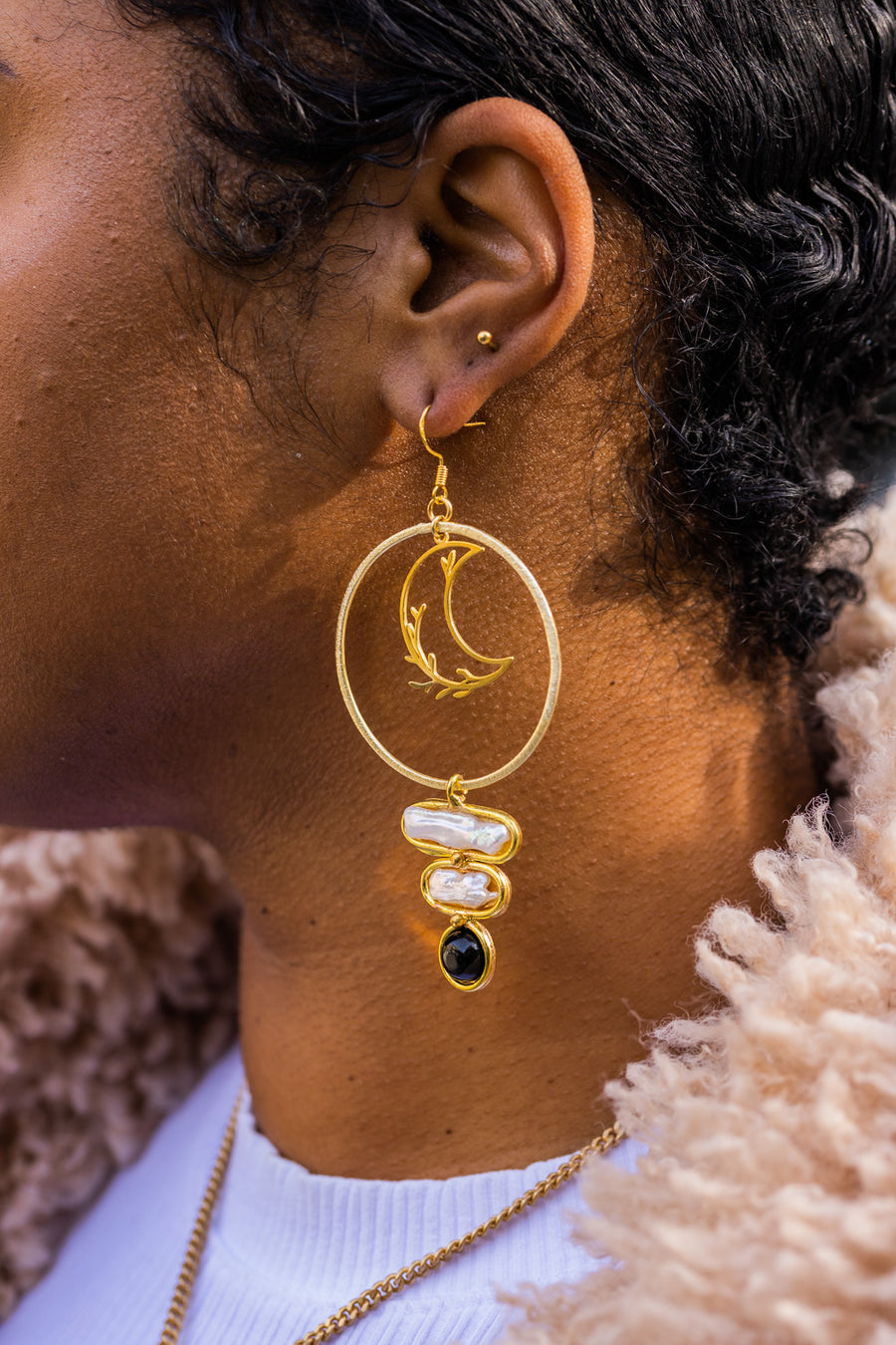 The Layla Genuine Pearl Hoop Earring Collection