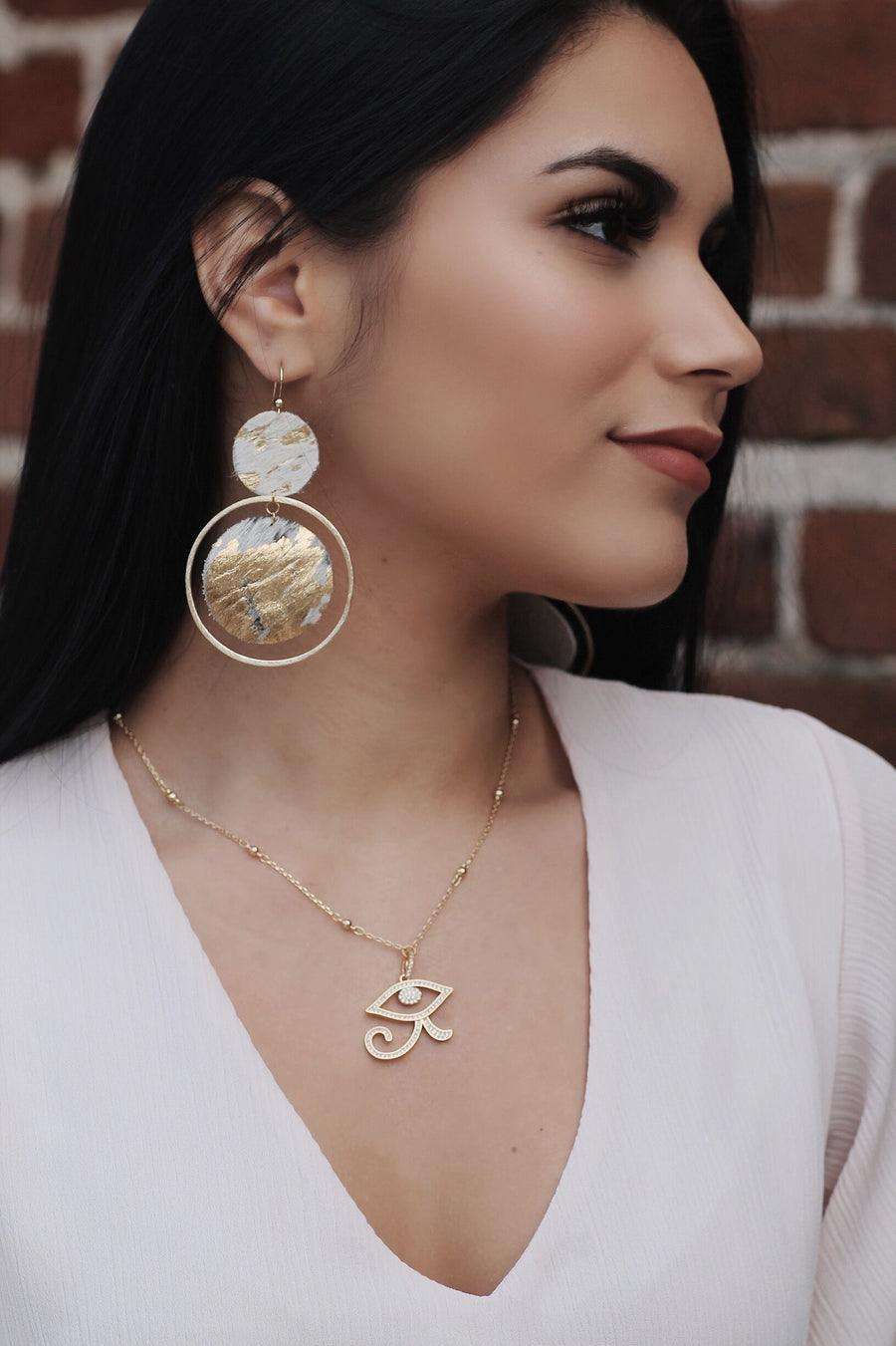 The Holli Double Circle Leather Earring Collection