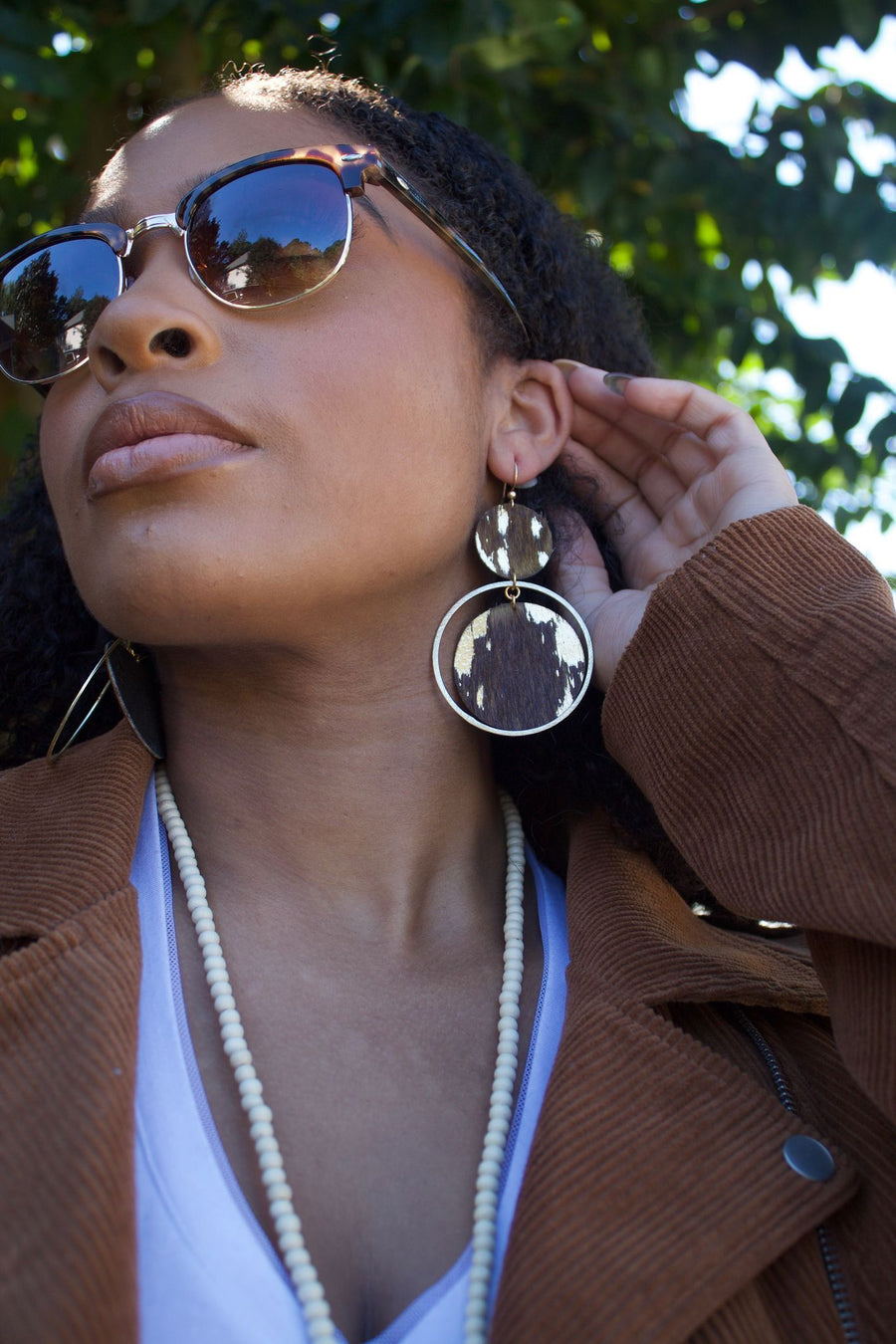 The Holli Double Circle Leather Earring Collection