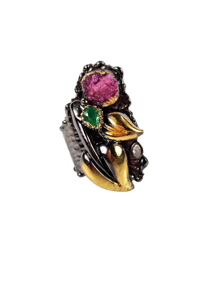 The Becky Wearable Art Druzy Cuff Ring Collection