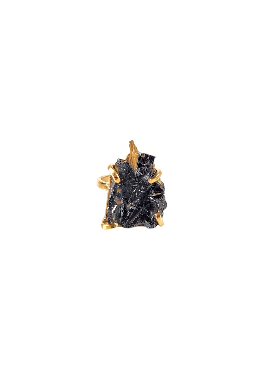 The Bailey Rutile Hematite Ring Collection