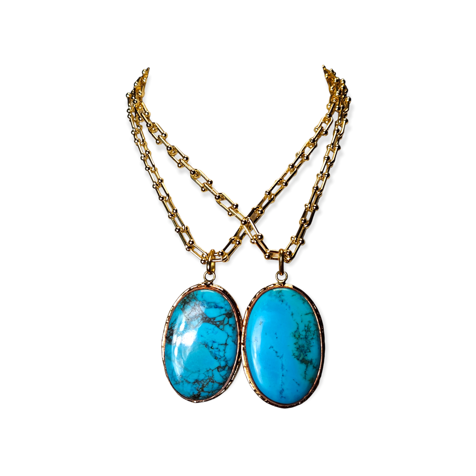 The Beaux Turquoise Pyrite Necklace Collection