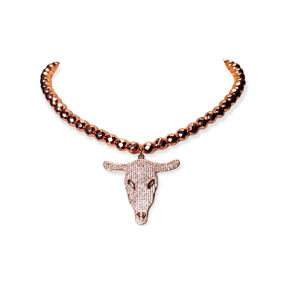The Morgan Pave Steer Head Necklace