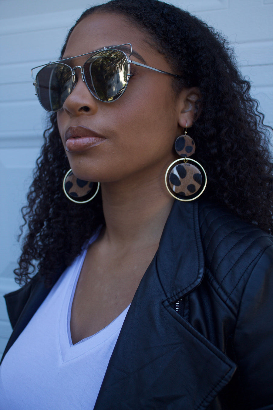 The Holli Double Circle Leather Earring Collection