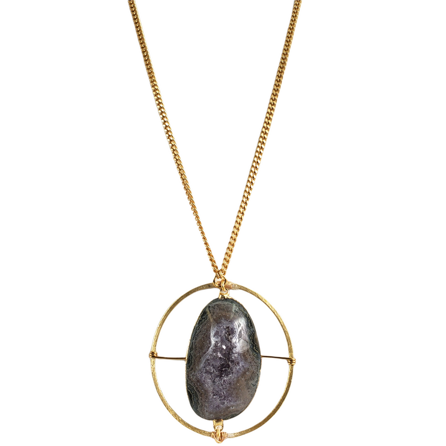 The Elna Matte Chain Target Druzy Necklace Collection