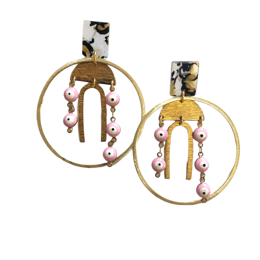 The Jada Hoop Beaded Chain Earring Collection