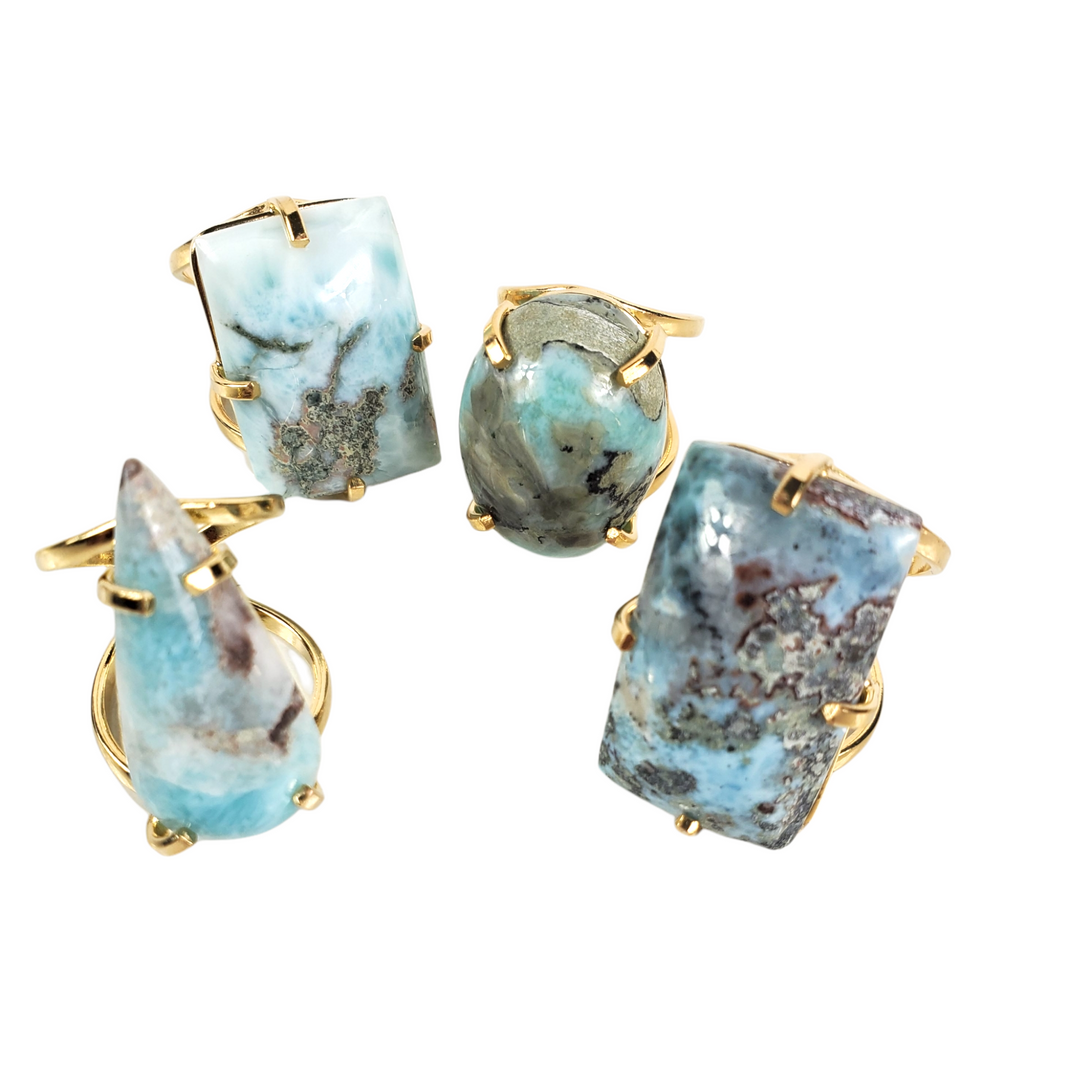 The Genesis Larimar Ring Collection