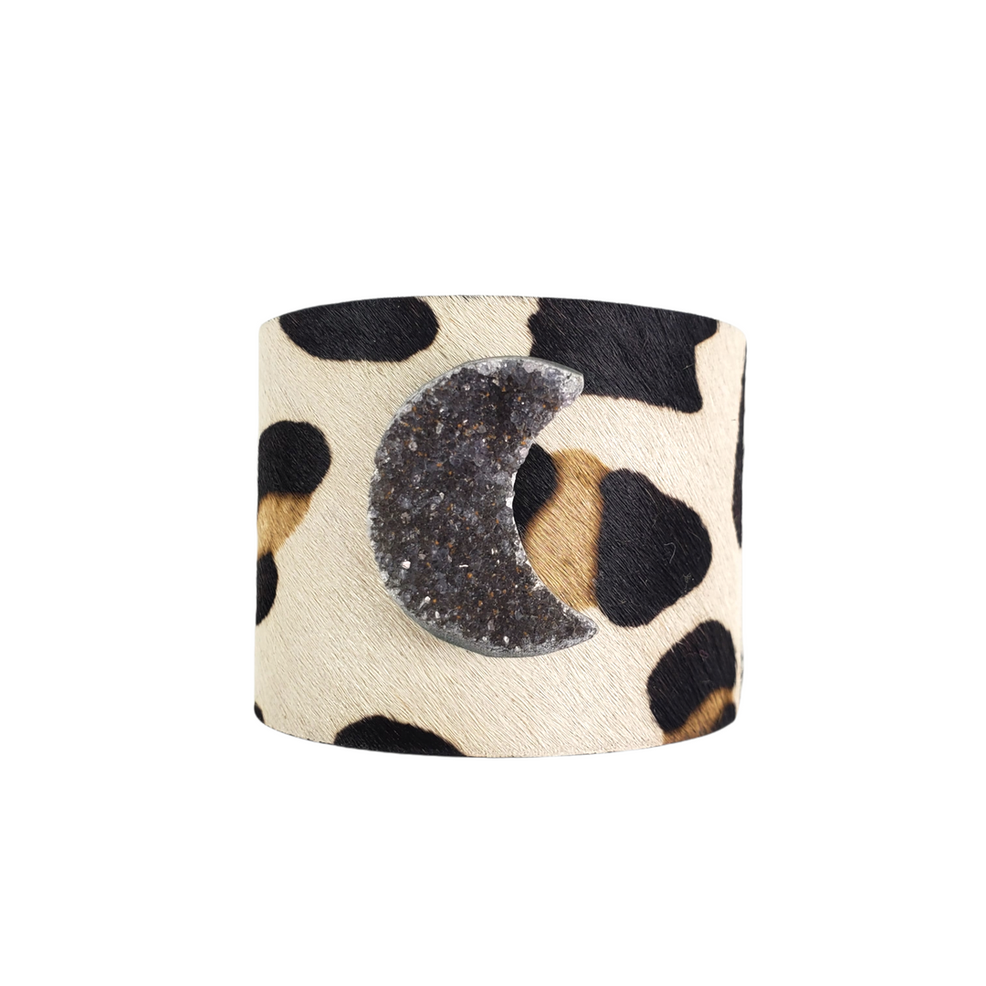 The Leanna Giraffe Druzy Cowhide Leather Cuff Collection