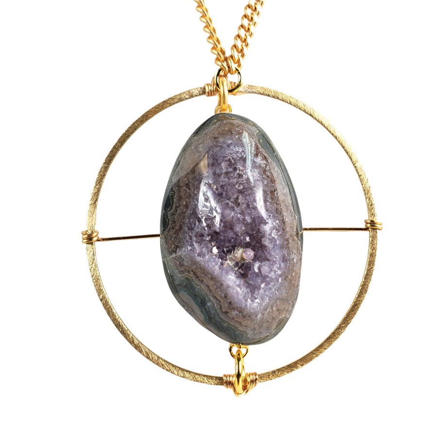 The Elna Matte Chain Target Druzy Necklace Collection