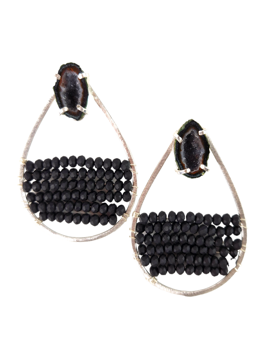 The Amia Black Crystal Geode Earring Collection