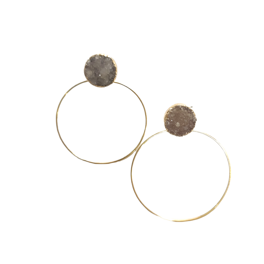 The Conney Druzy Post Hoop Earring Collection