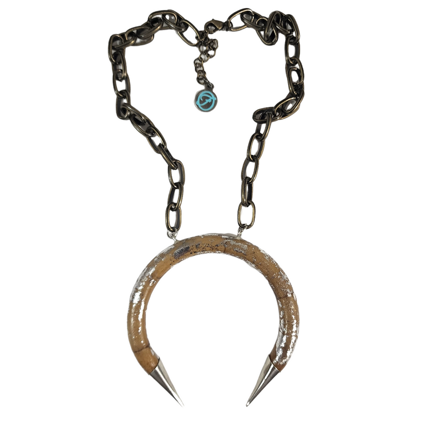The Lakitra Silver Foiled Horn Crescent Necklace